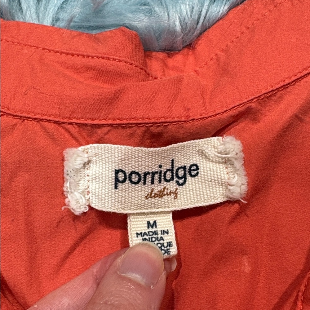 Anthropologie Porridge Orange Tiered Button Front Shirt - Picture 3 of 8